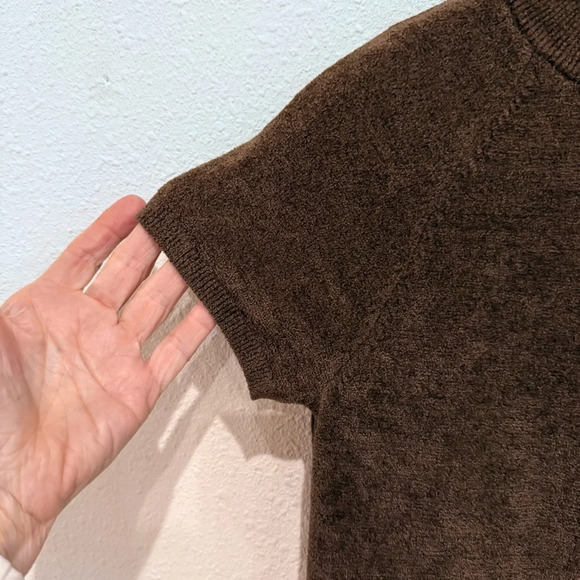 Vintage 90's Kasper Sweater Soft Short Raglan Sleeves Mock Neck Brown Sz Medium - Picture 2 of 10